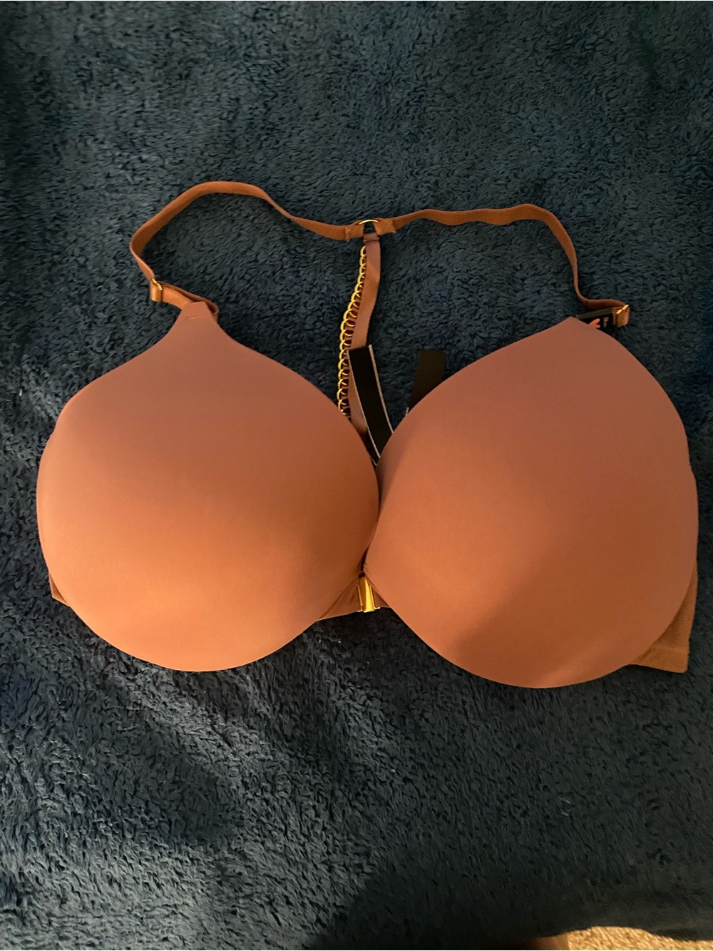 Victoria's Secret Molded Push-Up Bra in Rust/Gold Chain